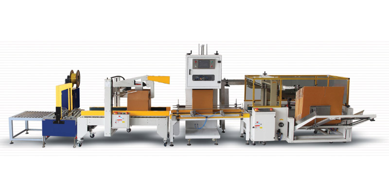Automatic Unpacking/Boxing/Sealing Linked Packaging Line